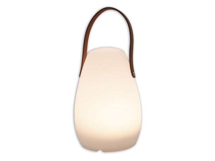 Lampe convexe LED avec suspension en cuir