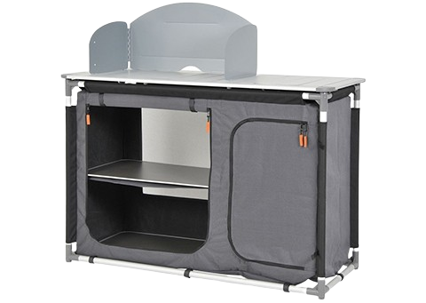 meuble de camping avec plateau en aluminium